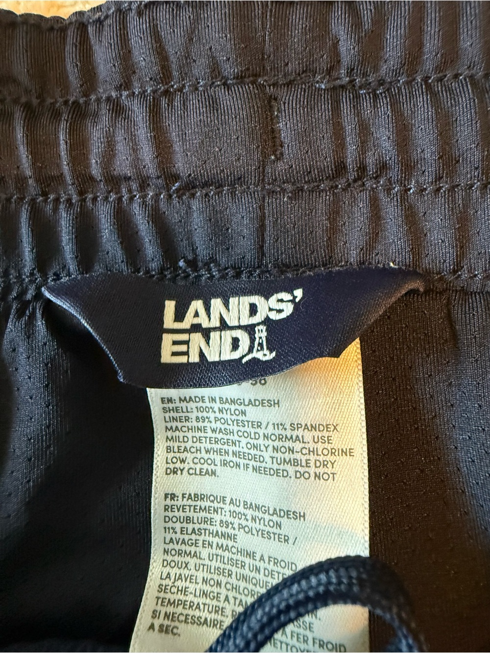 Lands’ End Mens L Swim Trunks Navy Stripe Swim Shorts Lined 4.5 Inseam - Picture 5 of 5
